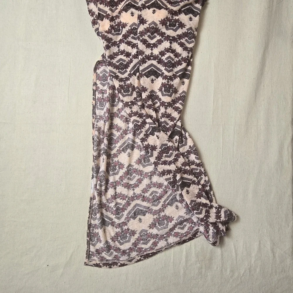 Free People‎ Beautiful Aztec Rose Design Racer Open Back Long Dress Sz S - Picture 10 of 12